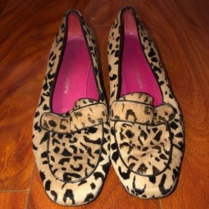 cheetah animal print calf hair loafers